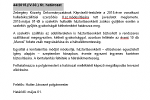 44-50 /2015.(IV.30.) Kt. határozat